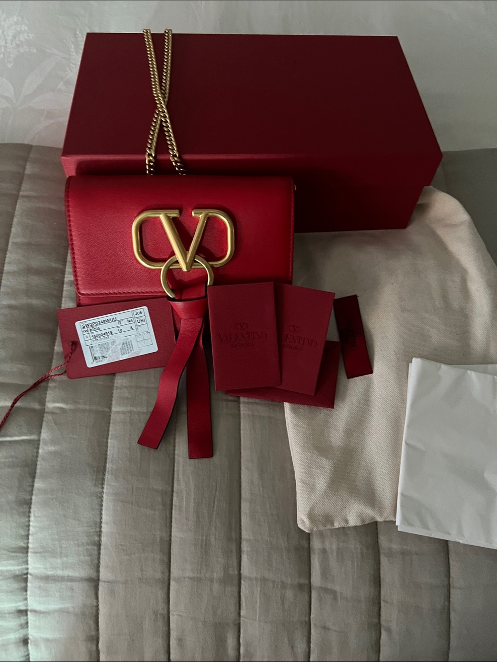 Valentino Red Mini VLogo Shoulder Bag with Gold Hardware